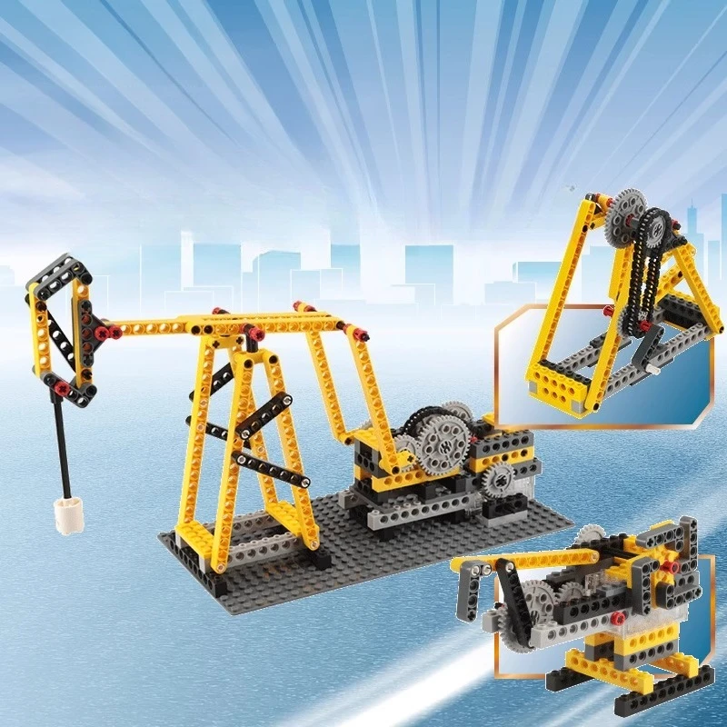 

SEMBO Power Machinery-beam Pumping Unit Building Blocks 4-in-1 Hand-assembled Trendy Toy Model Desktop Ornament Creative Gift