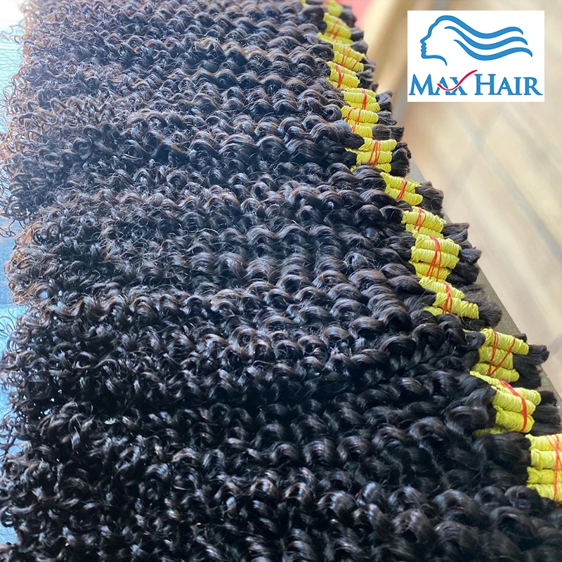 Human Hair Bulk For Braids No Weft Bundles Indian Original Natural Remy Hair extensions 100g Yellow alloy Curly hair