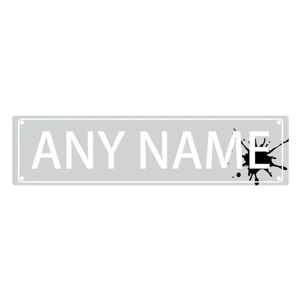[CIFbuy][2D Flat] 1pc Custom Gray Ink‑Splash Aluminum Street Sign,Personalized Any Name Home Wall Decor (Only For Decoration)