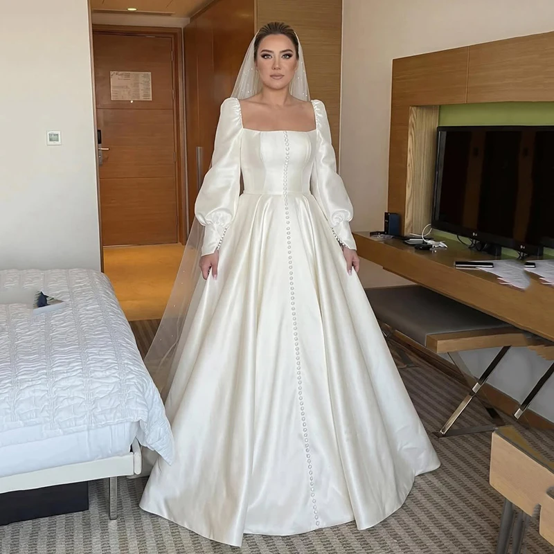 

Eightree Women A-Line Wedding Dresses Princess Sqaure Collar Buttons Evening Wedding Ball Gown 2026 Bridal Prom Dress Customized