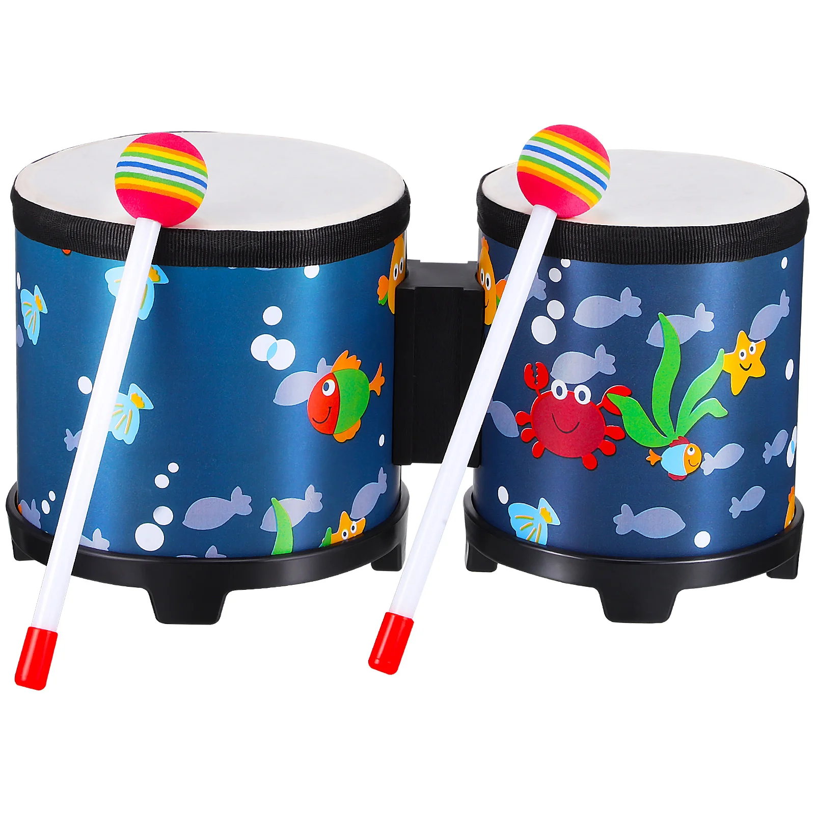 Drums Underwater World Pattern Percussion Hand Instruments Musical for Adults Set Wood Wooden Elder Rhythm Sticks