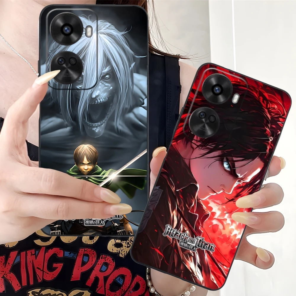 AOT Eren Yeager Mobile Cell Phone Case for Huawei Nova 12 11 10 9 8 7 Pro SE 5G Black Soft Phone Cover Shell