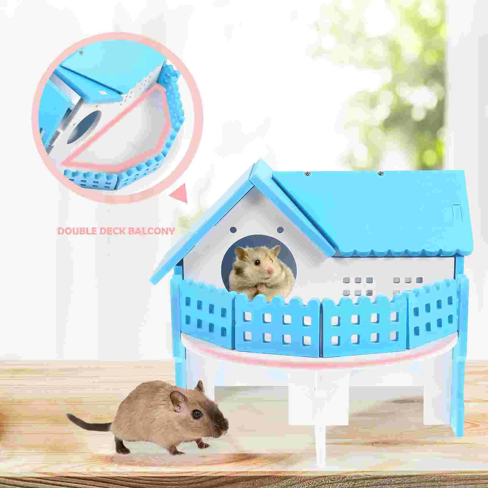 Hamster Nest Hut Small Pet Play House Luxury Villa Double Layers Hideout Pvc Playground