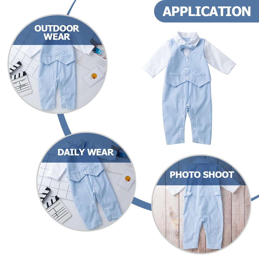 

Baby Romper Outfit Long Sleeve Jumpsuit Cotton Gentleman Clothes Newborn Infant One Piece Comfortable Spring Wear Photo Prop