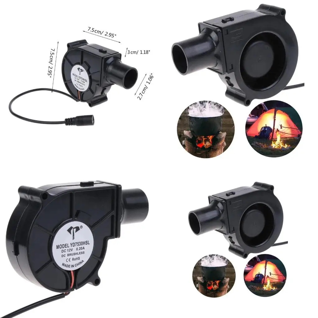 BBQ Fan Cooking Camping Blower Charcoal Starter 12V Stove Fans 3700RPM high quality