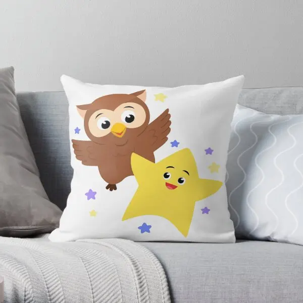 Twinkle Twinkle Owl Star  Printing Throw Pillow Cover Comfort Case Bedroom Decor Soft Fashion Bed Pillows not include One Side