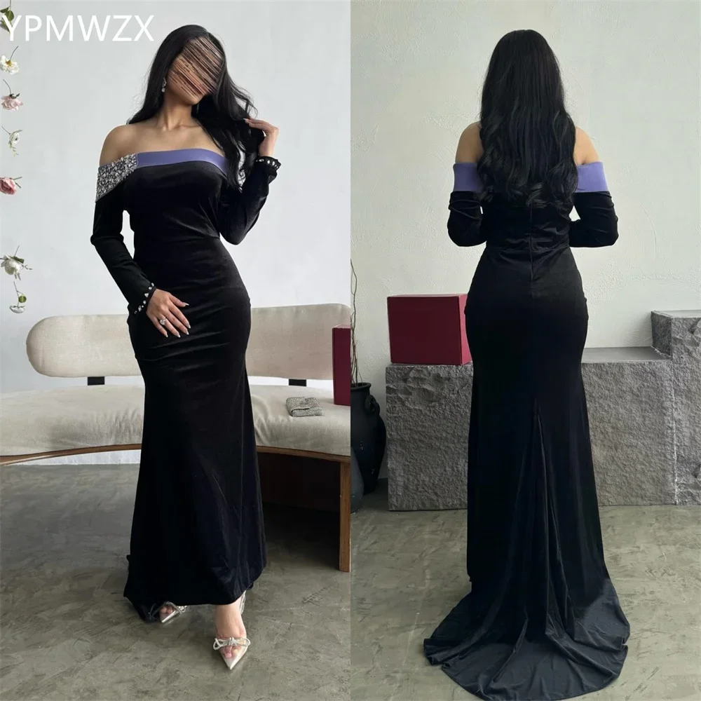 

Customized Prom Gown Formal Evening Dress YPMWZX Off-the-shoulder Mermaid Floor Length Skirts Bead Bespoke Occasion Dresses Wome