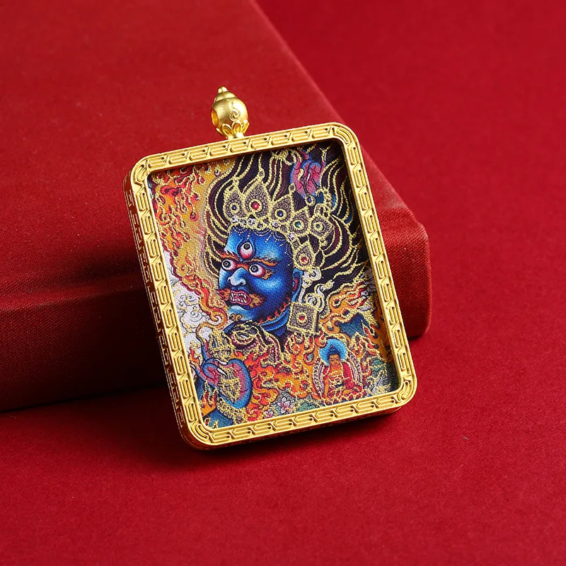 المعلقات الذهبية الثانغكا رسمت باليد النمط التبتي السماء السوداء العظيمة ماستر طويل Wuye الرجال النساء تعويذة التأمل مجوهرات