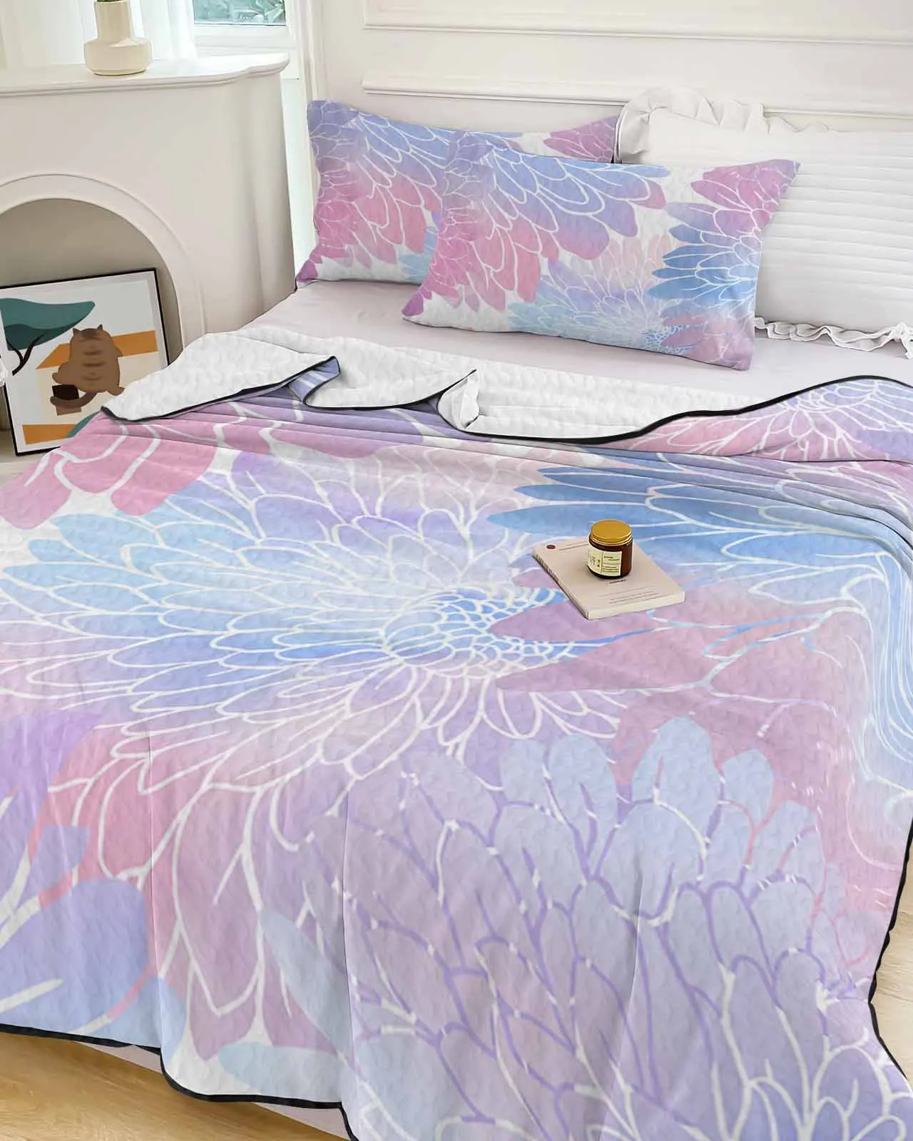 

Marble Flower Gradient Cooling Blankets Air Condition Comforter Lightweight Summer Quilt for Bed Breathable Soft Thin Quilt