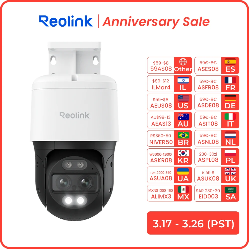 Reolink TrackMix Series Poe & WiFi Camera 4k Dual Lens PTZ Auto Tracking Outdoor Pet Car Human Detection 8MP IP Security Camera