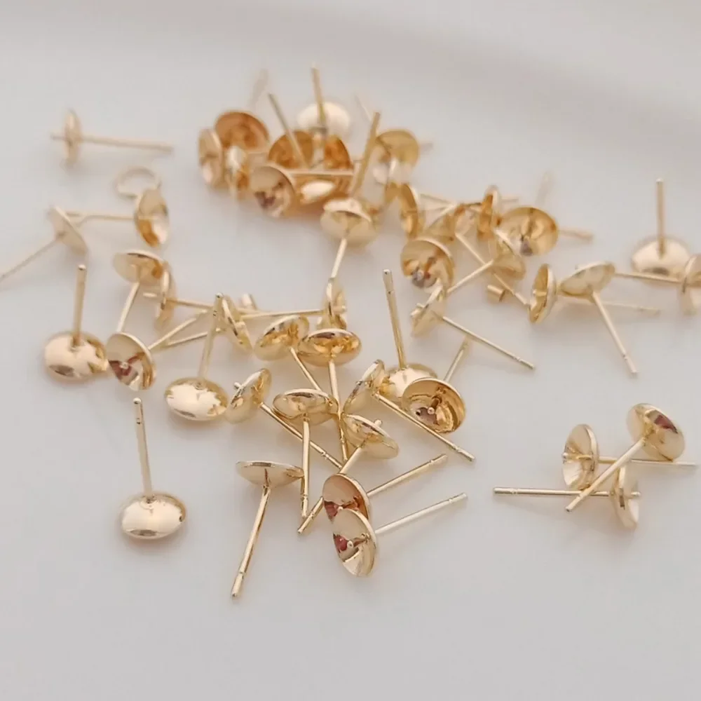 14K Gold-plated Bead Accessories, Half-hole Pasted Ear Studs, Pearl Ear Needles, and Earrings Are All Handmade Diy Accessories