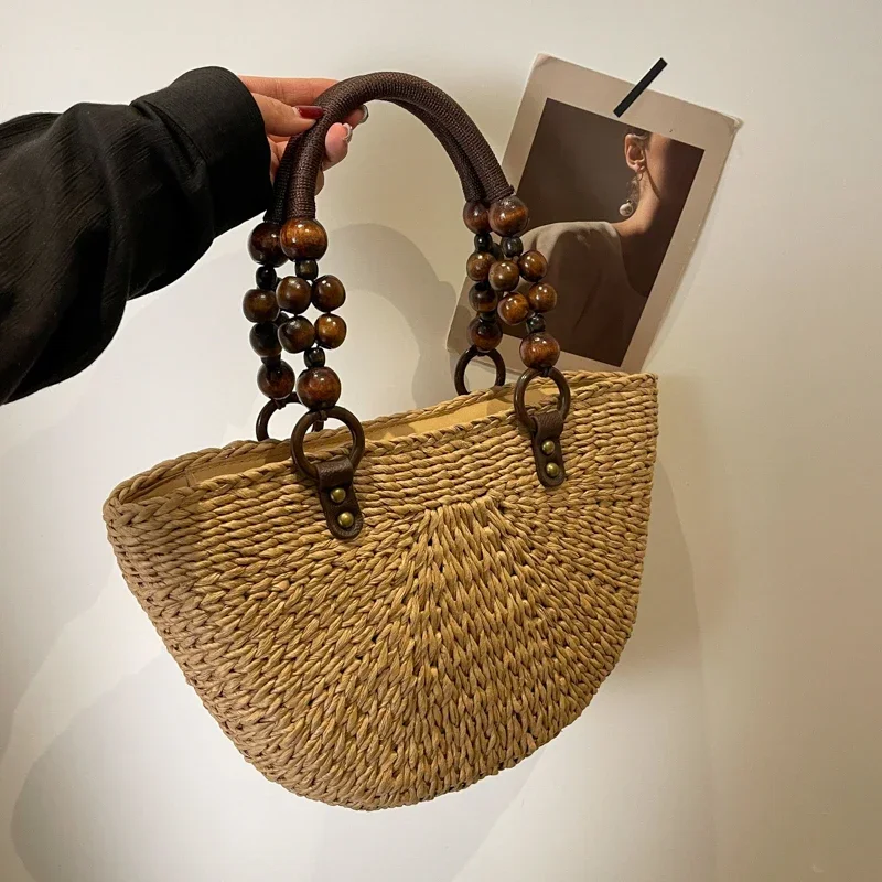 Fashion New Straw Bag Large Capacity 2025 Summer Hand Woven Rural Style Women's Shoulder Bags Versatile Style Trend Handbag