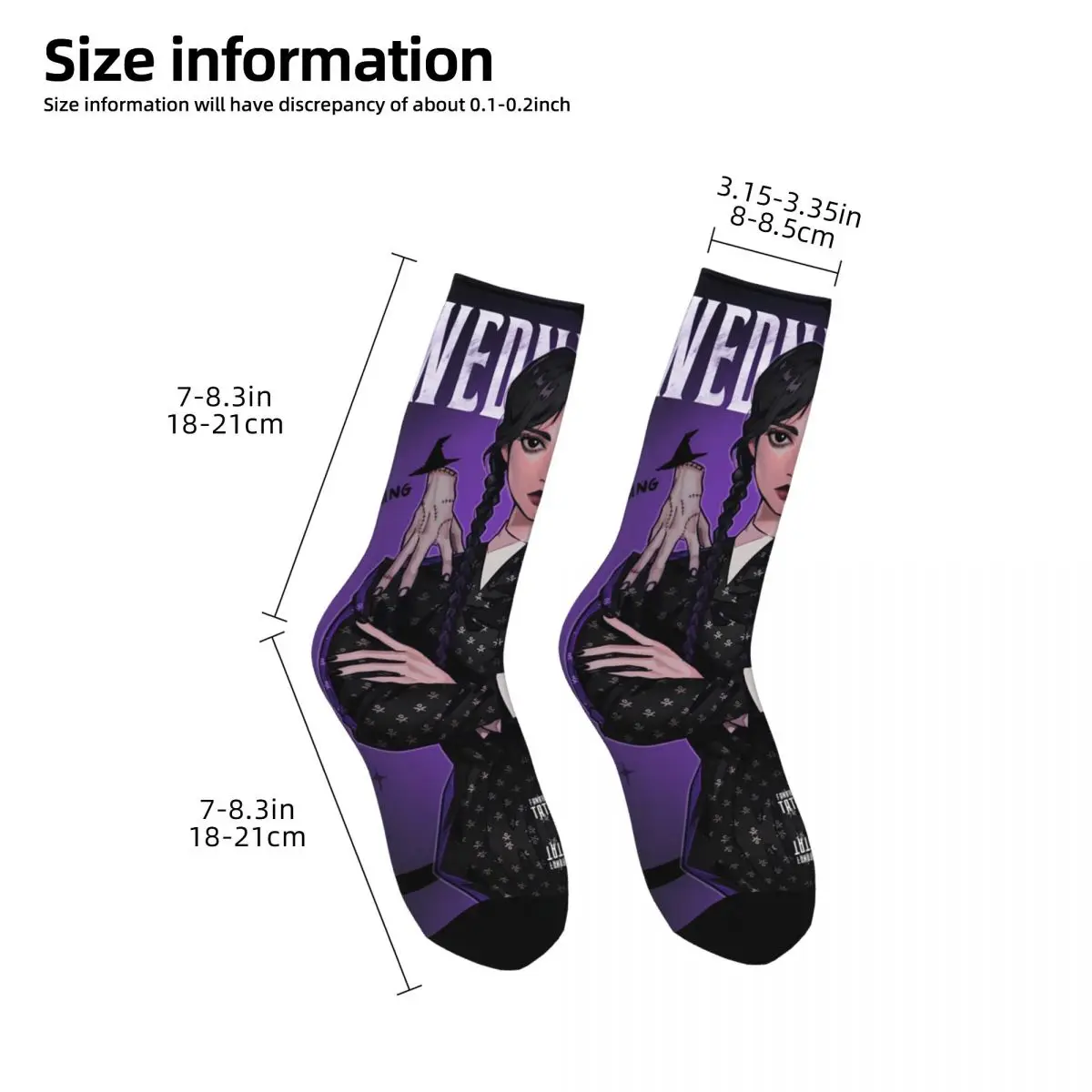 Funny Crazy Sock for Men Wednesday Merlina Fanart Vintage Breathable Pattern Printed Crew Sock Novelty Gift