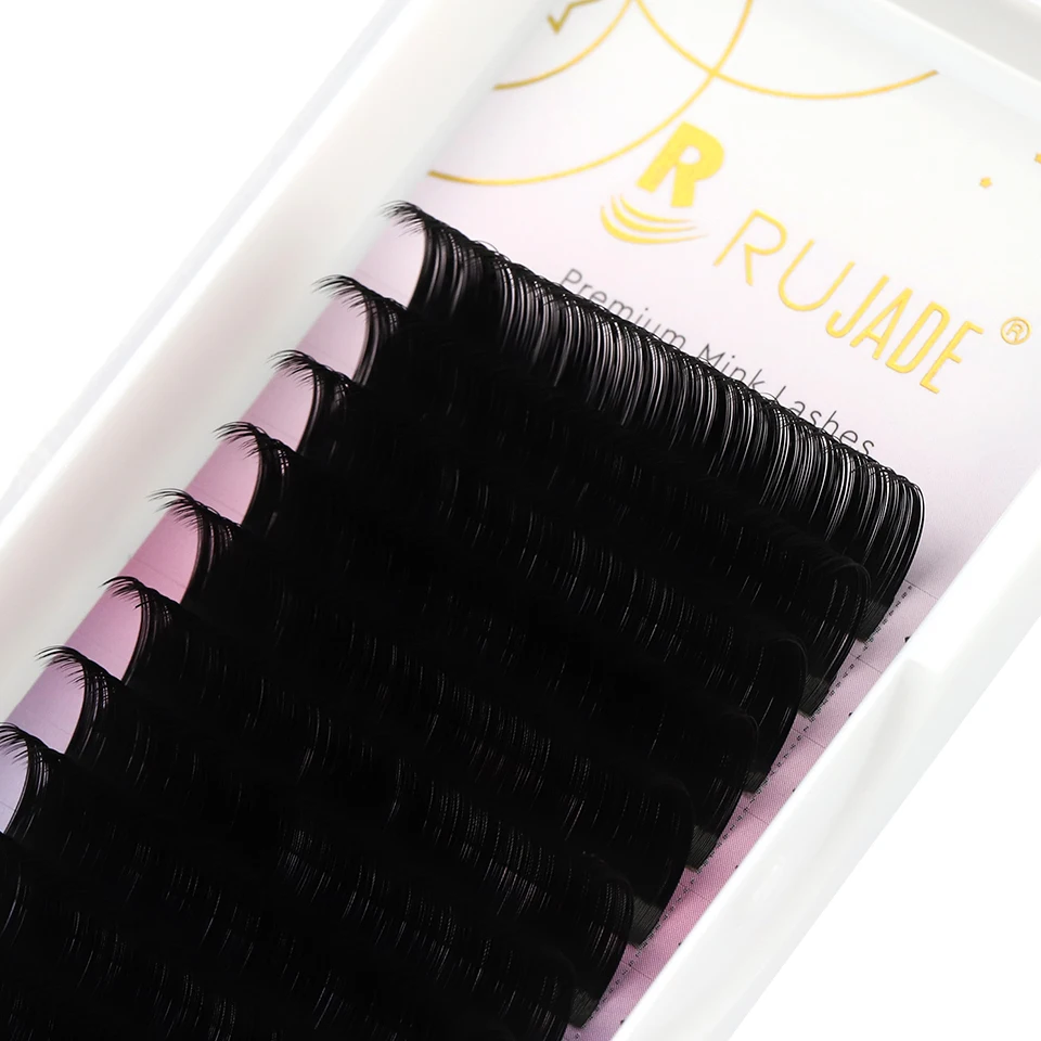 RUJADE 5 Trays Russian Volume Eyelash Extensions Supplies Silk Volume & Classic Lash Matte Dark Individual Eyelash Bottom Cilios