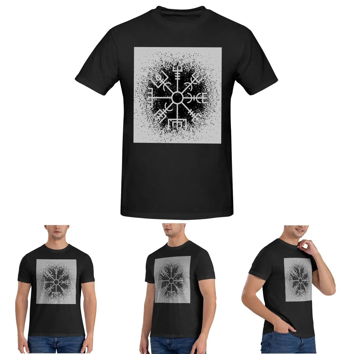

Мужская футболка с компасом викингов, хлопковые футболки большого размера, мужская летняя одежда с короткими рукавами и круглым вырезом, топы S-6XL