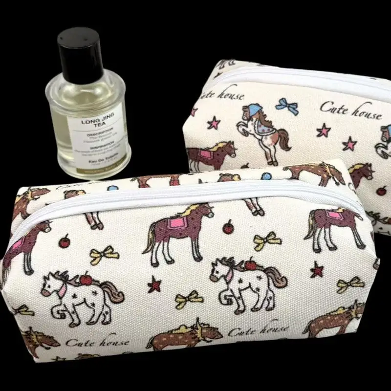 New 1Pcs Creative Cute Pony Pencil Case Large Capacity Storage Pencil Bags Multi-Functional Stationery Organizer Bag