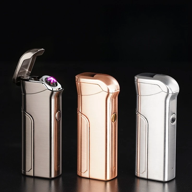New Plasma Metal Touch Sensing Dual Arc Pulse Lighter with Flameless USB Charging and Replaceable Battery, Men's Fashion Gift