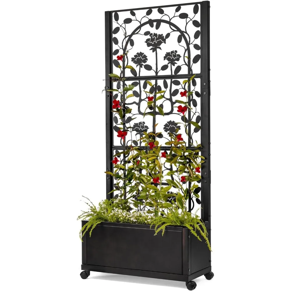 

Trellis Planter Box for Outdoor Plants Privacy Screen for Patio Garden Deck Balcony (Black)