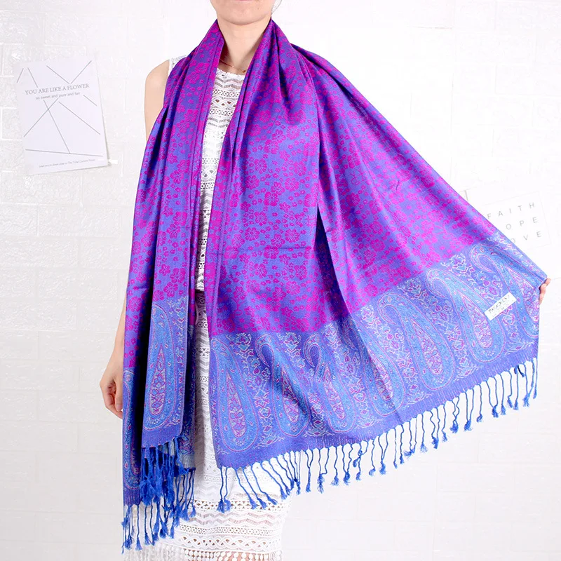 Bohe Style Cashew Jacquard Scarf Women Paisley Pashmina Shawl Autumn Winter Warm Female Scarves Flowers Borders Blanket Wraps