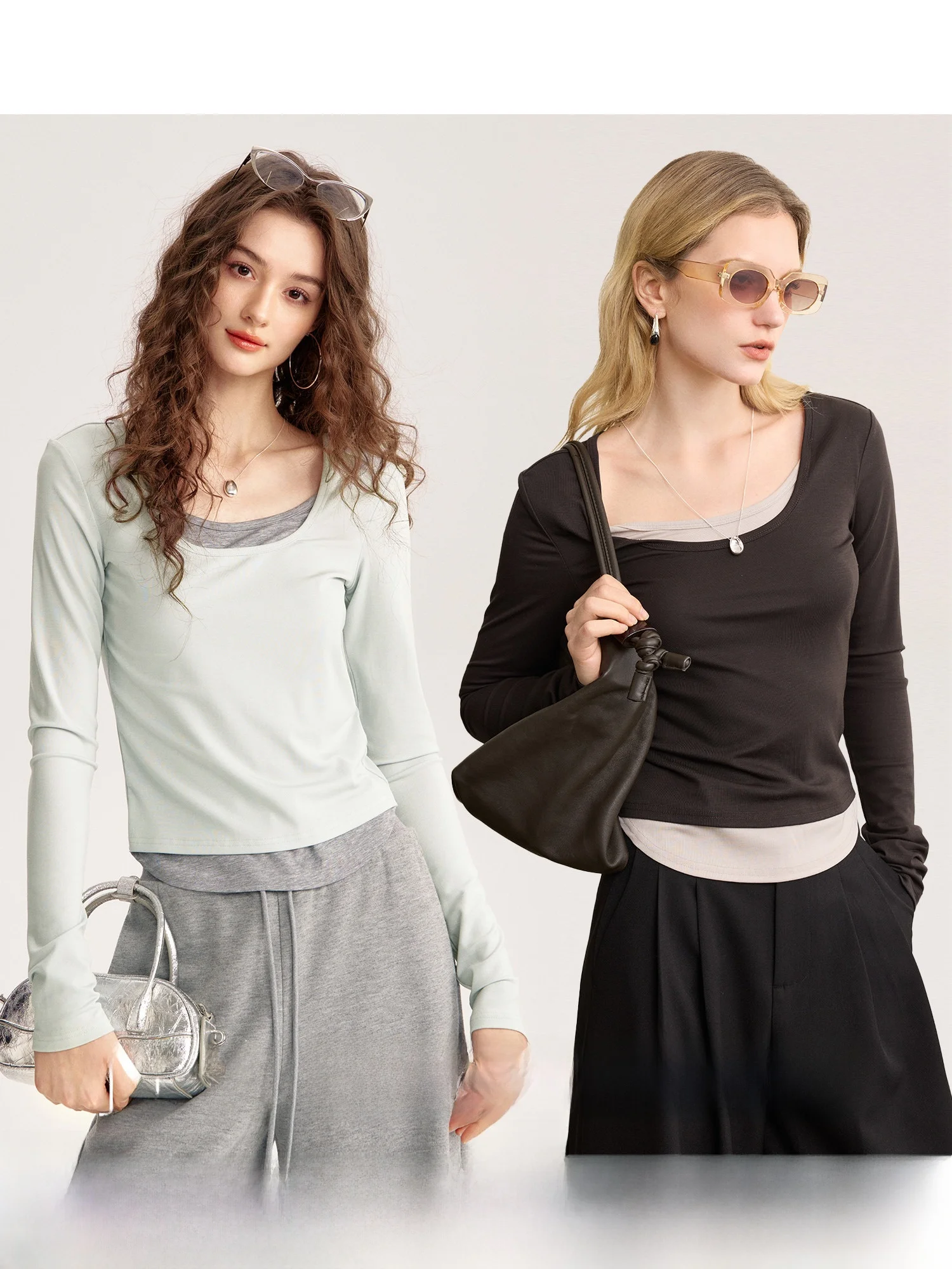 

NAGUAGU Pumpkin Valley Cool Sensation Color Blo Вязаный облегающий базовый топ из высококачественного вискозного трикотажа, весенняя новинка