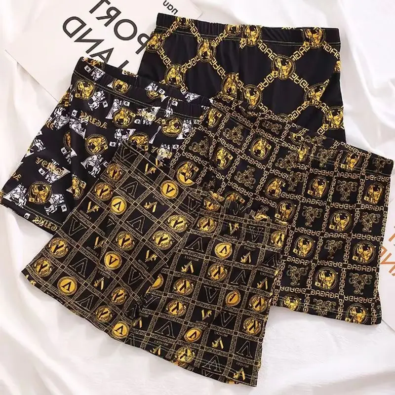 

Мужские трусы-боксеры класса люкс с узором, 4 шт., эластичный пояс, мягкие, дышащие, комфортное повседневное нижнее белье для мужчин