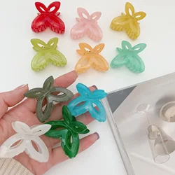 Wholesale Korean Fashion Cute 4cm Small Jelly Colorful Hair Clip Claw Plastic Butterfly Hair Claw Hair Accessories For Woman