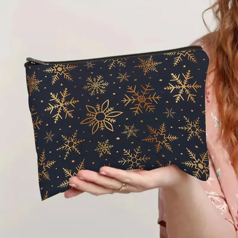 

Christmas Snowflake Cosmetic Bag Printed Clutch Bag Multifunctional Storage Bag