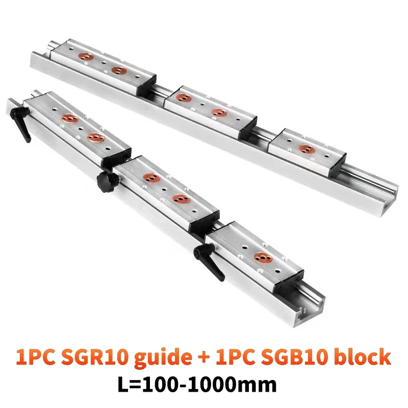 Guía lineal de doble eje integrada plateada, corredera de rodillo SGR10 de 28mm, 1 juego: 1 bloque SGB10 y 1 guía SGR10 cnc para carpintería, 1 ud.