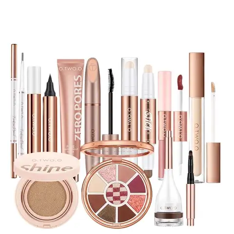 O.TWO.O-Juego de maquillaje completo, 10 piezas, Kit de cosméticos, rímel, delineador de ojos, base BB Cream, cojín de aire, corrector, lápiz labial, maquillaje para mujer