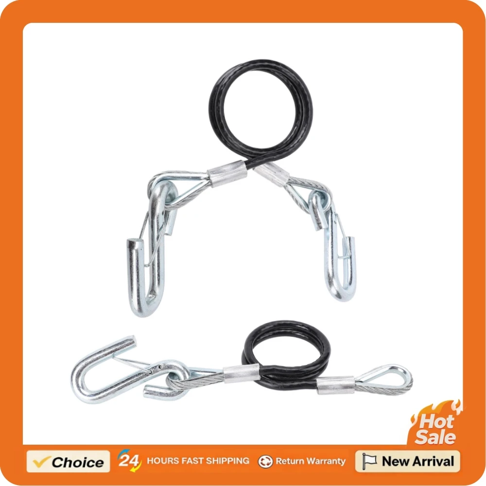 Spring Trailer Safety Cable With S Type Hook for RV Trailer Safety Chain Cable 27.6in Maximum Extension Length Galvanized Iron