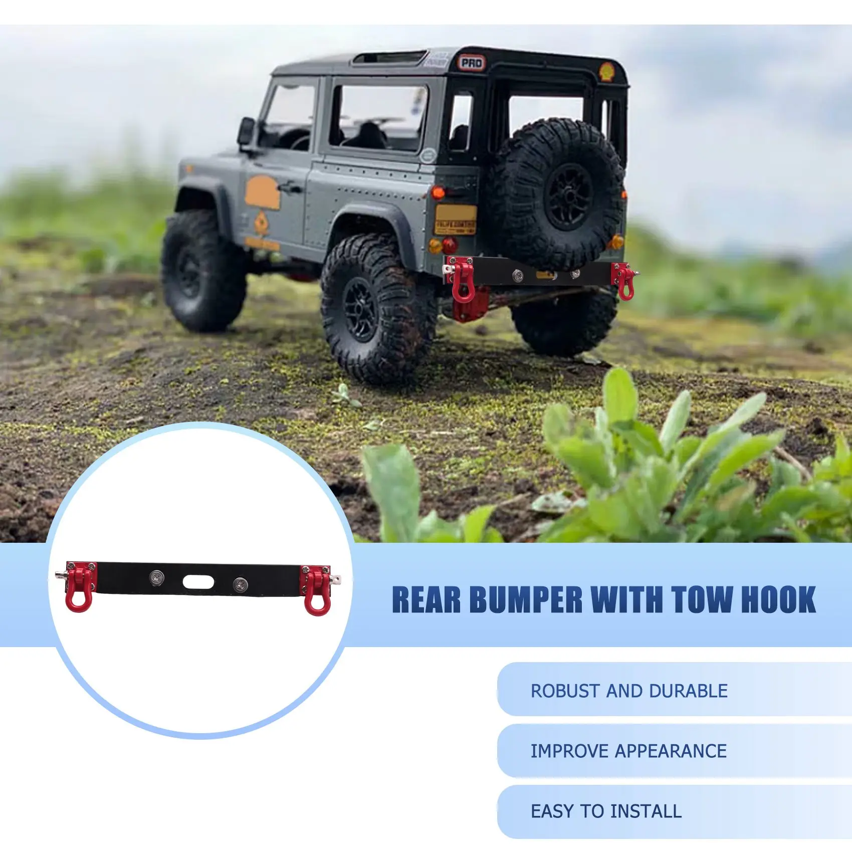 

A07I Metal Rear Bumper with Tow Hook for MN D90 D91 D99S MN90 MN99S 1/12 RC Car Upgrade Spare Parts Accessories,A