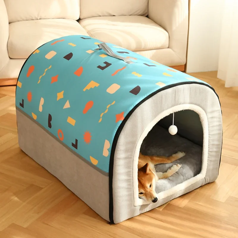 

Pet Dog Bed House Foldable Warm Winter Warm Pet Kennel Cushion For Small Medium Large Dogs Sleeping Beds Cats House Mat Blanket