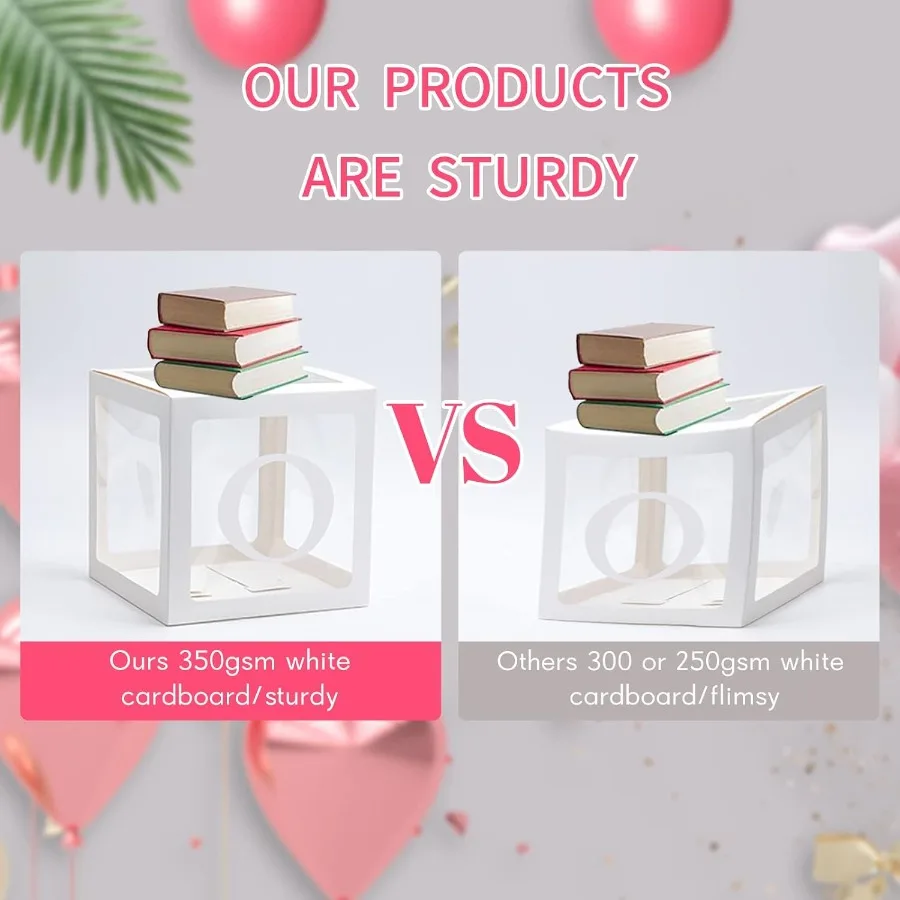 Fit Birthday Decorations For Boy Or Girl 3 Pcs ONE Balloon Boxes For 1st Birthday Baby Clear Blocks Party Decor With ONE TWO Le