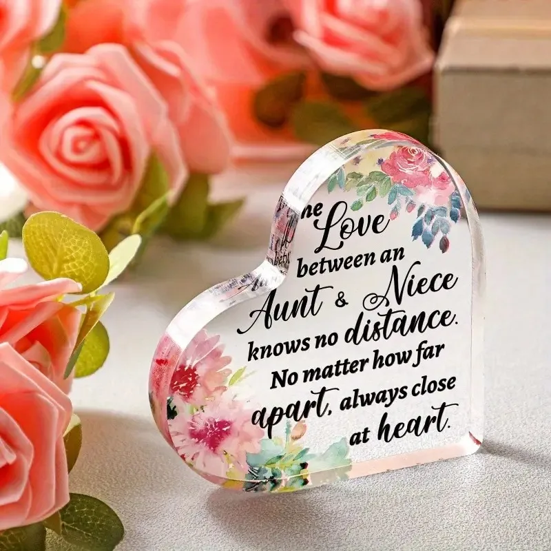 **Bohemian Heartfelt Paperweight, Aunt Gift from Nephew Niece, Irregular Heart Shape Desktop Decor**
