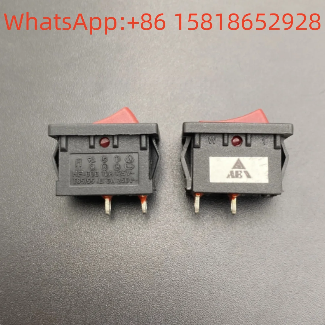 5 pieces FH Taiwan HF-606 rocker ship-type power switch button, red ship-shaped toggle, 2 pins 2 positions 6A250V