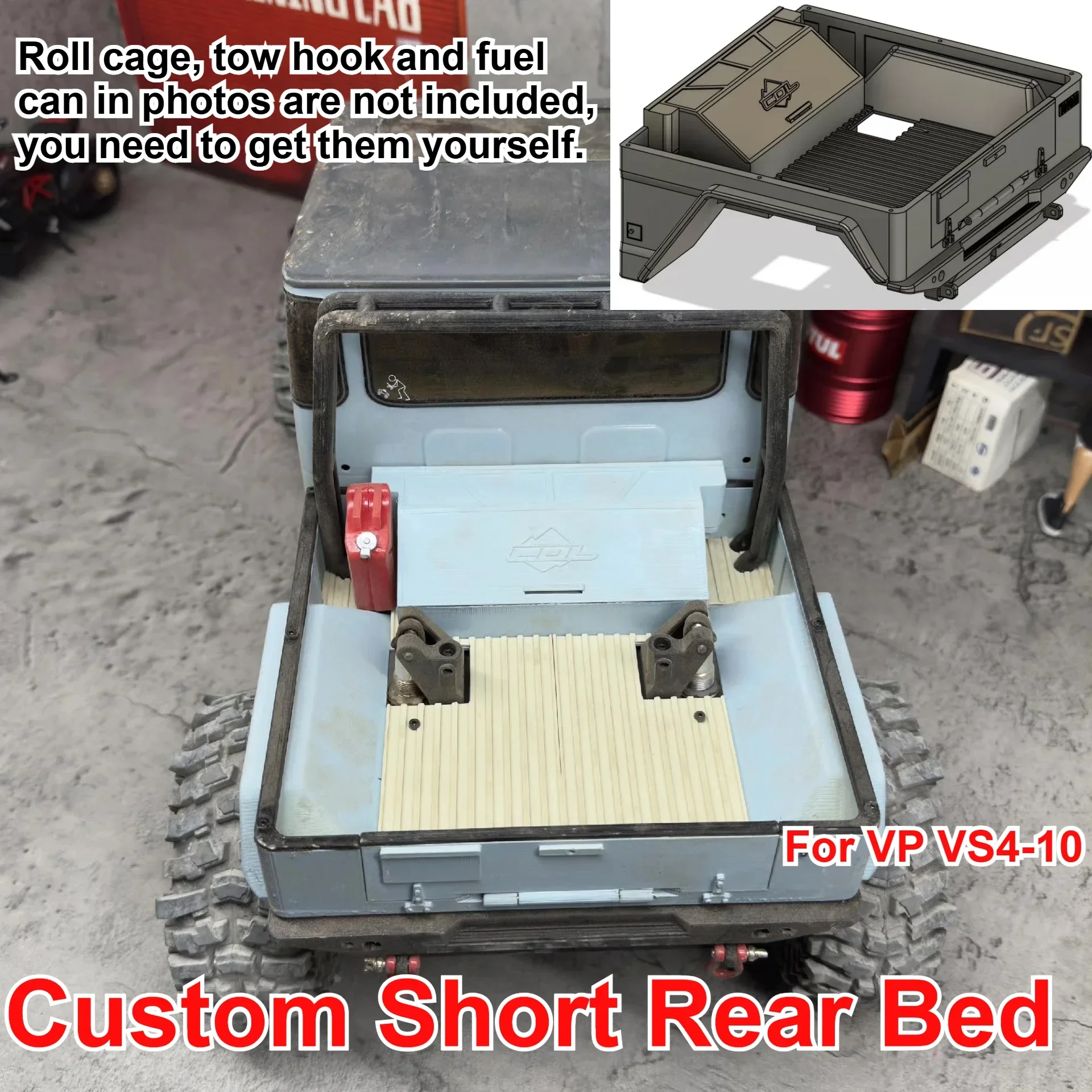 1/10 RC Off Road Crawler Competitive Short Rear Bed Custom Model Number For VP VS4-10 Decorative Styling Decor Upgrade Parts