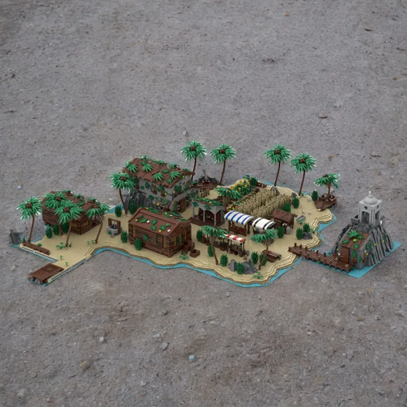 11021pcs MOC Pirate Island Bay Beach Island Extension Pirates Model Building Blocks Architecture Brick Idea Christmas Gifts Toy