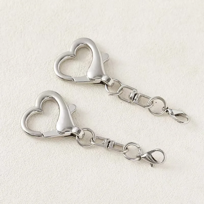 10Pcs Unique Alloy Heart Keyring Pendant Heart Shaped Clasp For DIY Projects image 2