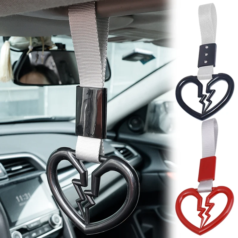 Plastic Heart Shaped Car Static Belt Decorative Warning Hanging Rings Rear Bumper ABS Ring Cars Interior Hand Pull Loop