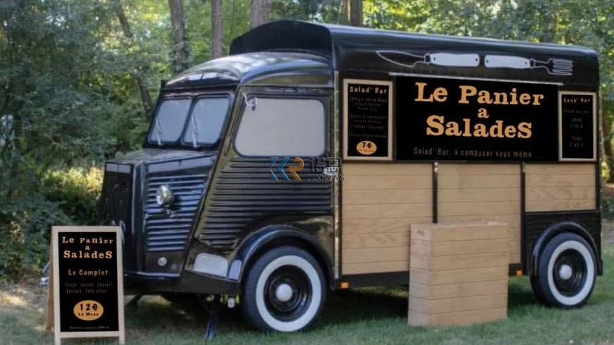 Trailer MAKANAN TRUK seluler kustom antik dengan mesin makanan ringan