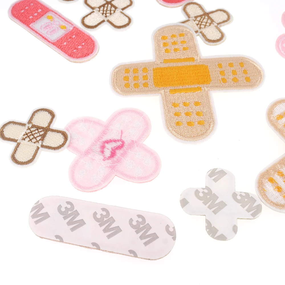 1 Piece ​Cross Bandage Embroidered Patch Wound Plaster Applique Self Adhesive Stick-On Iron-On for Garment Backpack Jeans view 3