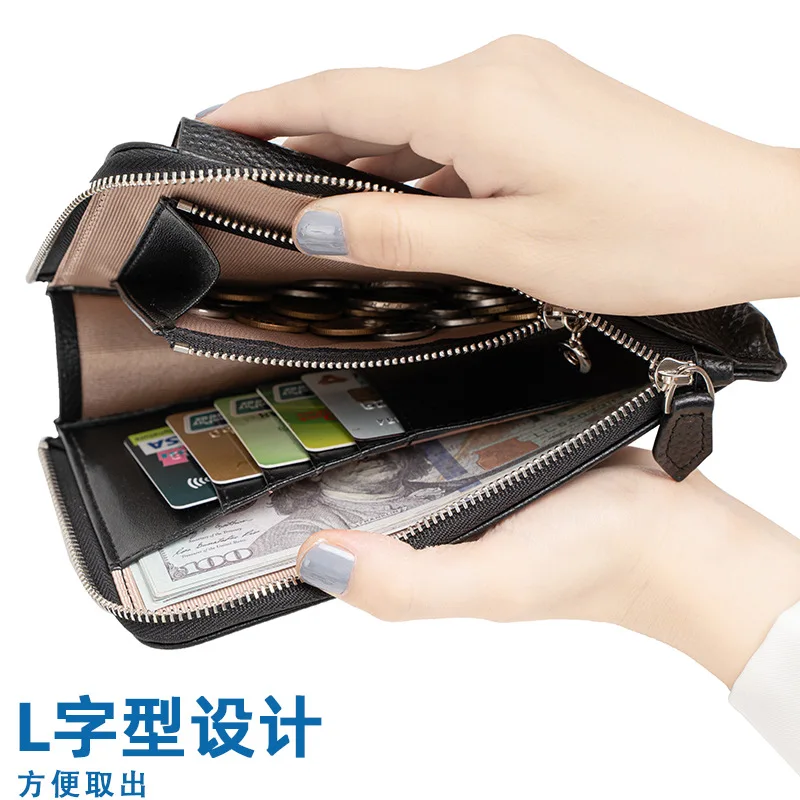 Genuine Leather Wallet Coin Purse Crossbody Bag Shoulder Bag Women Handbag Cell Phone Pocket Handbags Mobile Phone Bag Summer