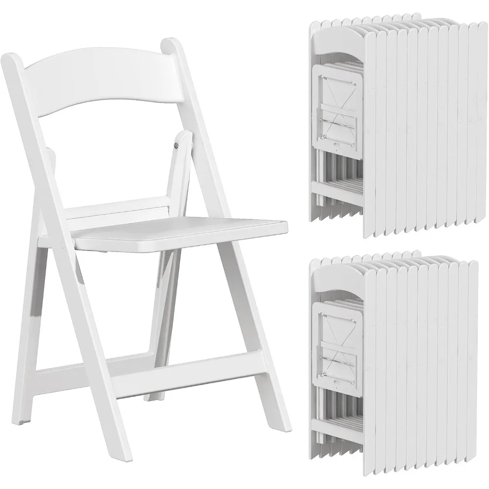 24 Resin Folding Chairs, White Resin Chairs with Padded Seat, Lightweight Foldable Chairs, Comfortable Folding Chairs