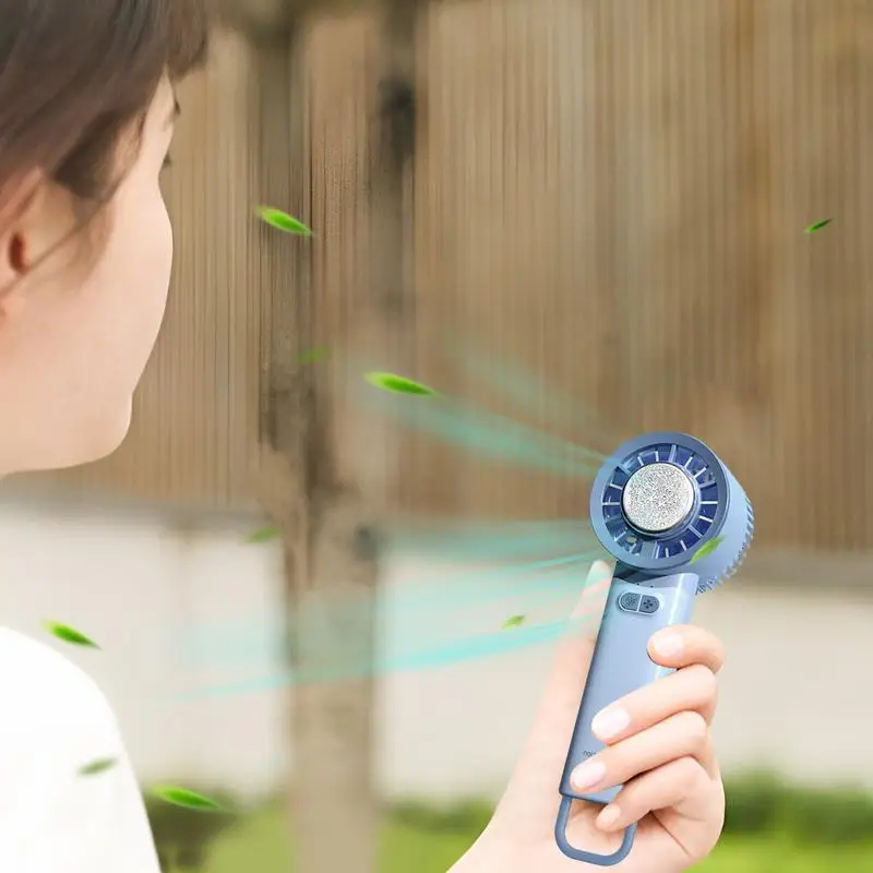 휴대용 선풍기 콜드 압축 핸드 선풍기, USB 충전, 저소음 핸드헬드 래쉬 선풍기, 여름 야외 성인 어린이 여행 메이크업