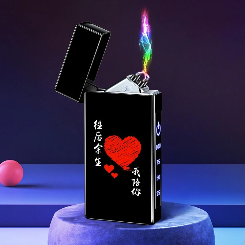 

Интеллектуальная импульсная двойная дуговая зажигалка, дисплей батареи, ветрозащитная зарядка, электронная зажигалка, мужской подарок