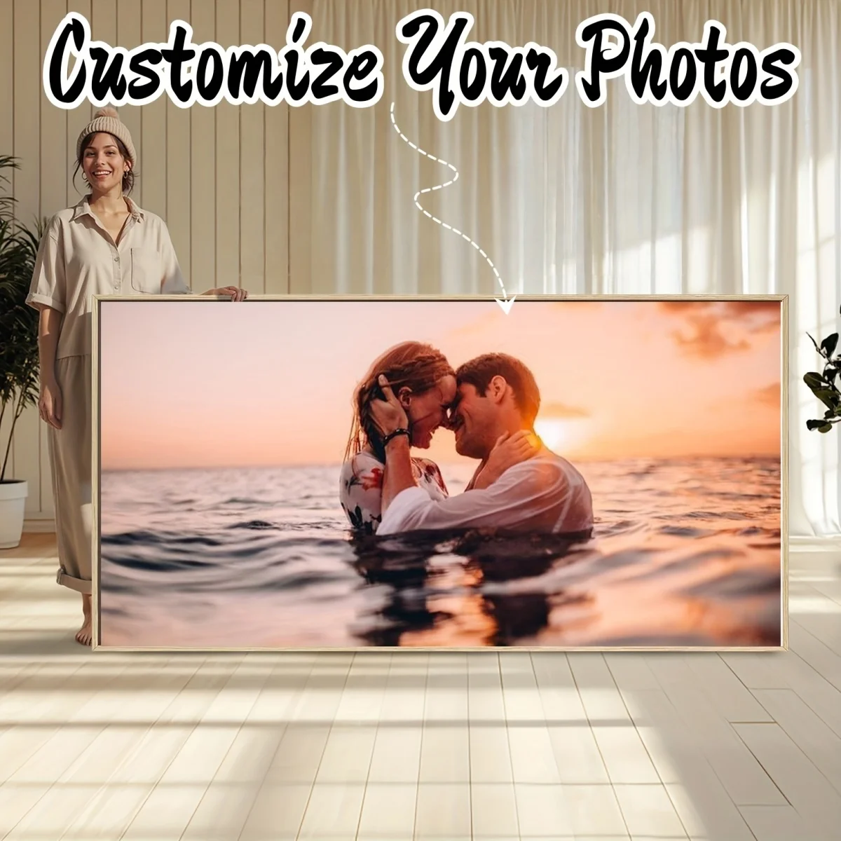 Personalisiertes Maßgeschneidertes Foto Großes Horizontales Poster Leinwanddruck für Familienleben Haustiere Landschaften Hochzeiten Geburtstage Heim-Dekoration