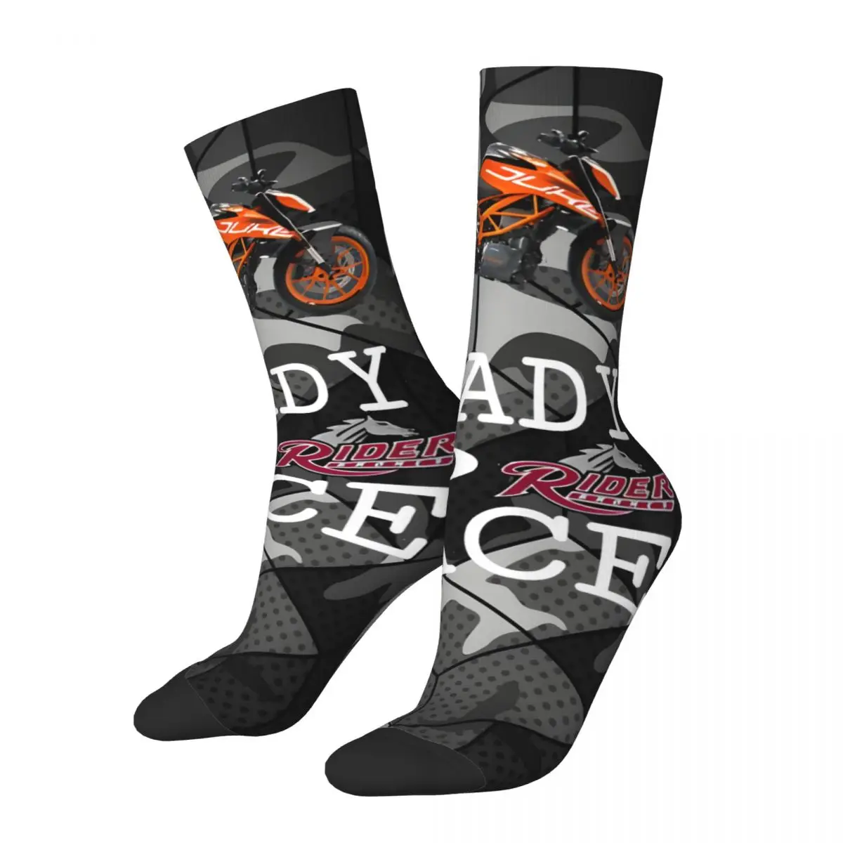 Vintage BIKE T SHIRTS Men's compression Socks Unisex Ready To Race Harajuku Pattern Printed Novelty Crew Sock