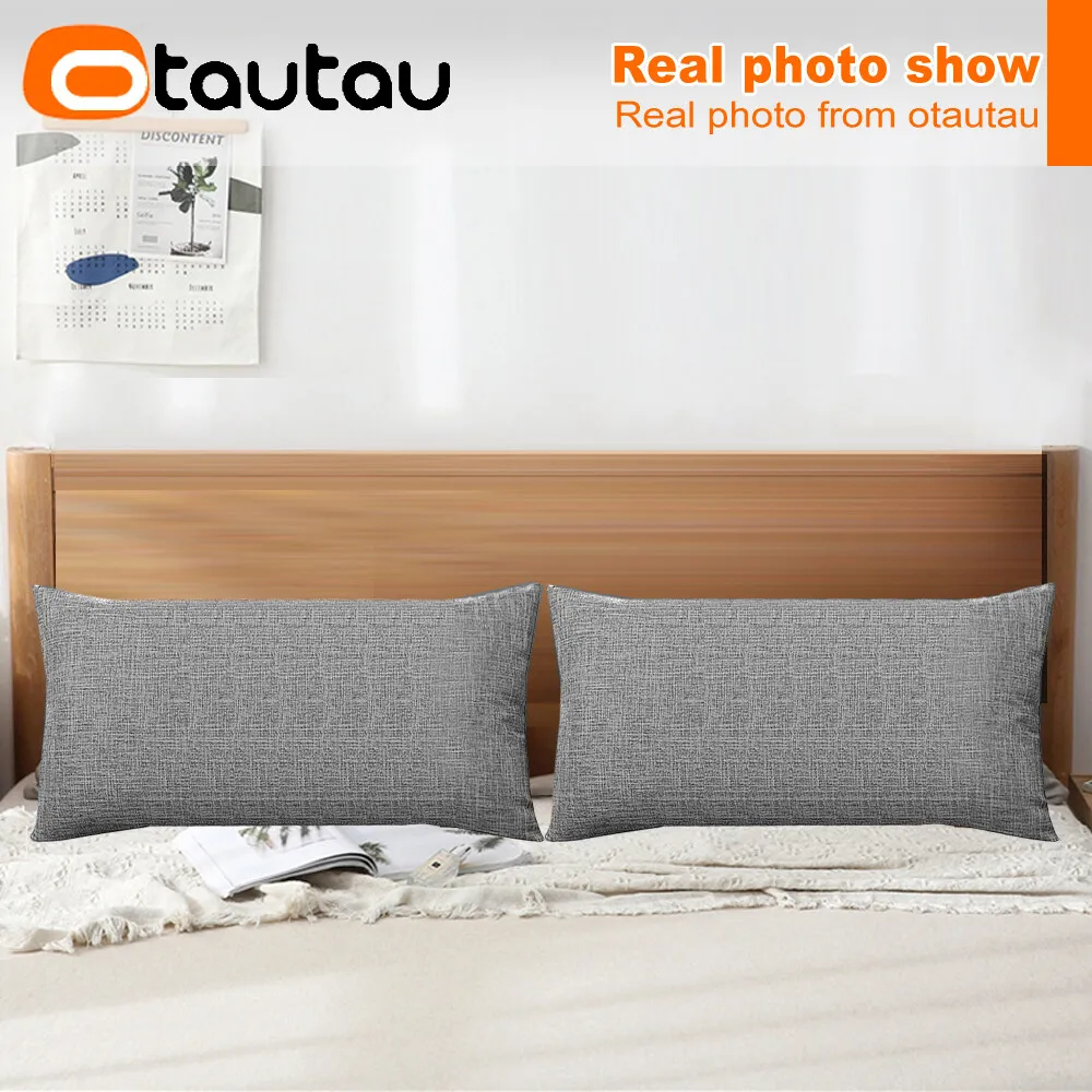 OTAUTAU Baumwoll-Leinen-Kissenbezug für Sofa, Bett, Kopfteil, Couch, Rückenlehne, Kissenbezug, langer Körper, Kissen, ZT2XMM1T – Detail 16
