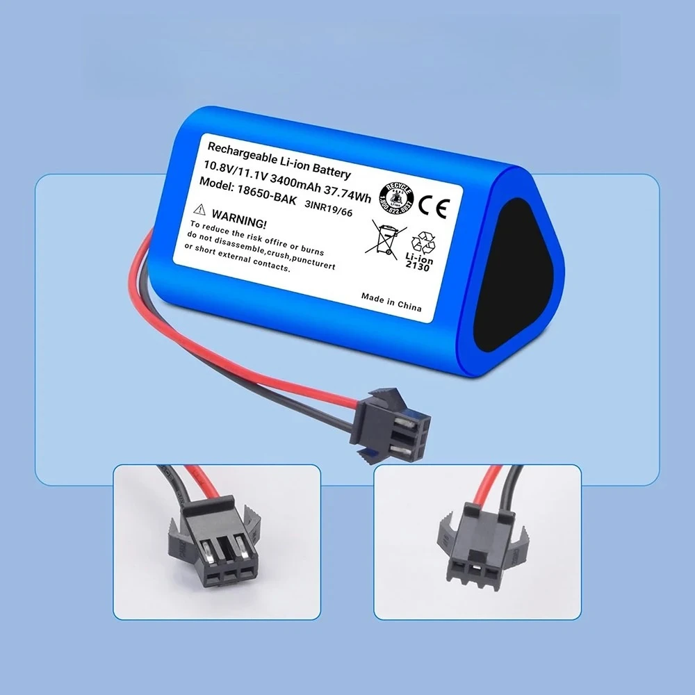 10.8V/11.1V 3400mAh 18650 Lithium Battery For CECOTEC CONGA Slim 890,899 Wet Robotic Vacuum Cleaner Battery High Quality