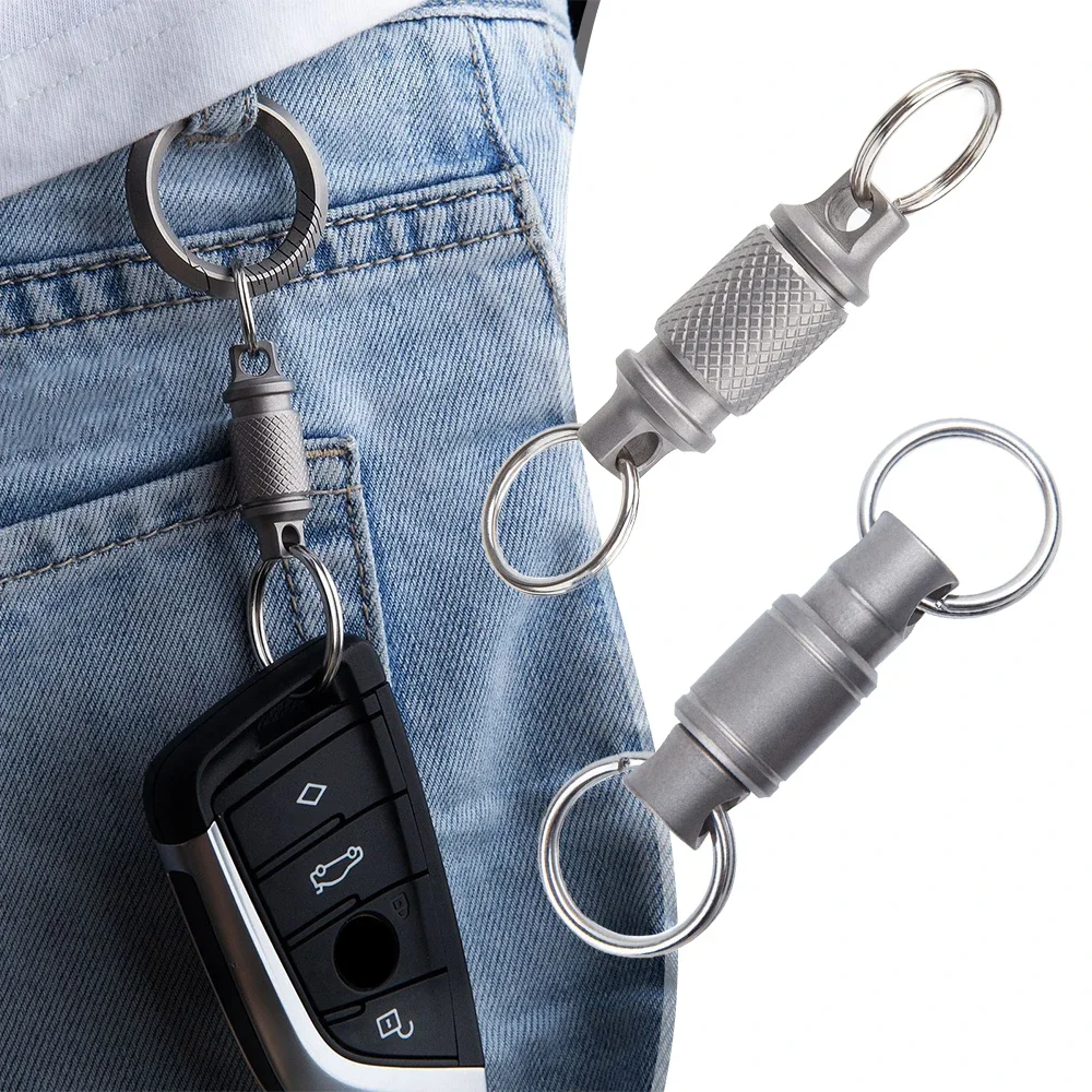 Titanium Alloy Keychain Removable 360 Degree Rotation Multifunctional Portable for Waist Belt Outdoor Tool Car Keychain